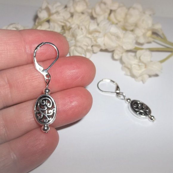 Small Silver Dangle Earring Set Minimalist 6619 - Picture 6 of 9